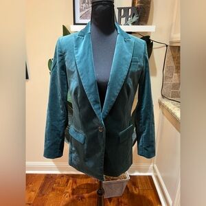 J. Crew Willa Blazer in Teal Stretch Velvet 0